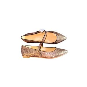 NWOT J. Crew Pointy Toe Glitter Mary Jane Flats in Bronze - Size 7